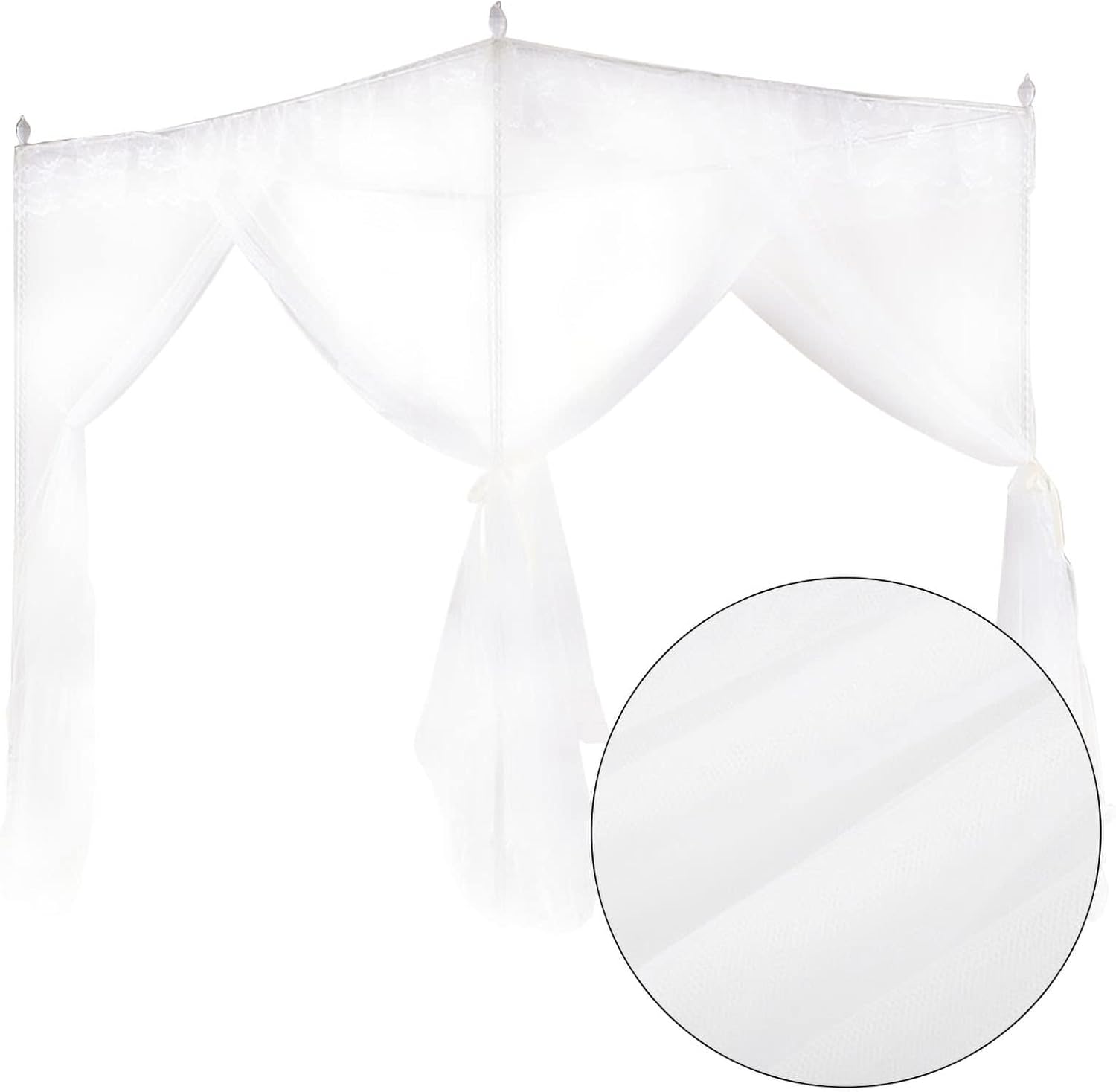 GIFTER Luxury Princess Style Three Side Openings Bed Curtain Canopy Net Breathable Polyester Mesh for Bedroom Decoration