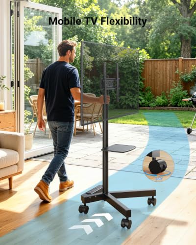 Image of PERLESMITH Rolling TV Stand with Power Outlet for 23-60 Inch TVs