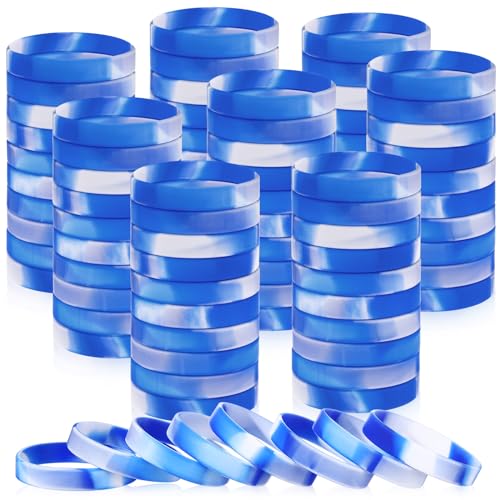 Image of Liliful 100 Pcs Silicone Rubber Wristbands Rubber Wristband Bracelet Bands for Silicone Wristbands for Women Men(Dark Blue and White)