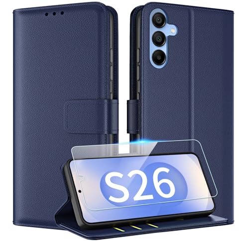 TQIAHF Coque pour Samsung Galaxy S26 Etui avec Verre Trempé Porte Carte Rabat Clapet Portefeuille...