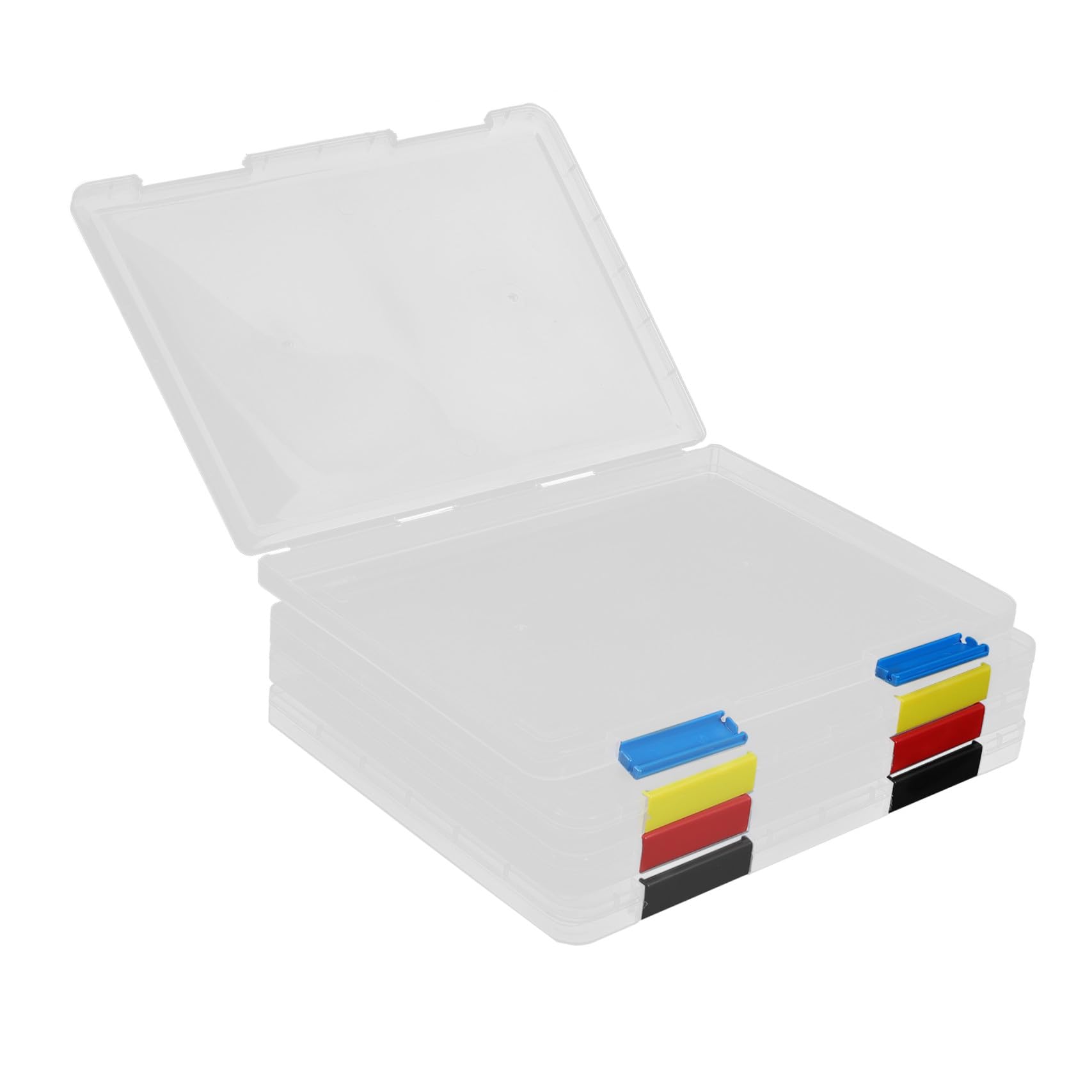 NUOBESTY 4pezzi Scatola Per Documenti Trasparente Organizzatore Portatile Per Ufficio Scuola e Viaggi Impilabile e Resistente Perfetta Per Ricevute Fatture e Archiviazione