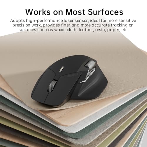 Image of Rapoo MT760 Multi-Device Wireless Mouse, Bluetooth 5.0 and 2.4G Multi-Mode Connection, Up to 4 Devices, 11 Programmable Buttons, 4K DPI, 90 Days Battery Life, PC, Matte Black