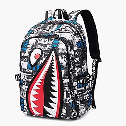 Shark Teens Backpacks Fashion Schoolbag Casual Waterproof Travel USB Laptop Backpack2