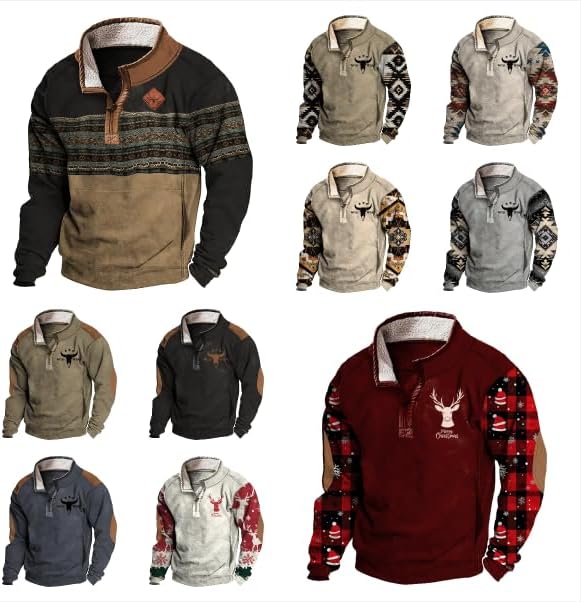 Western Hoodie for Men Aztec Cowboy Sweatshirt Long Sleeve Casual Shirts Comfy Vintage Fall Winter Tops - Image 3