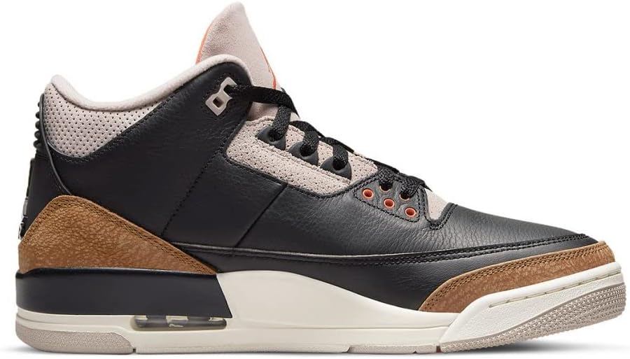 Nike Men's Jordan 3 Retro Basketball Shoes, Black/Rush Orange-fossil Stone, 10.5
