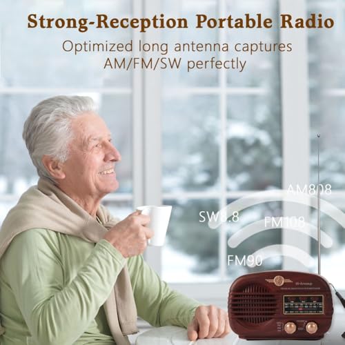 Radio funciona a pilas retro con bluetooth para personas mayores 6