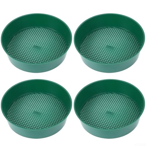 4 setacci per terreno per giardinaggio, setaccio da giardino in plastica con rete fine, filtro a sabbia per terriccio in polipropilene, per compost, cesto drenante per piantare all'aperto, verde e