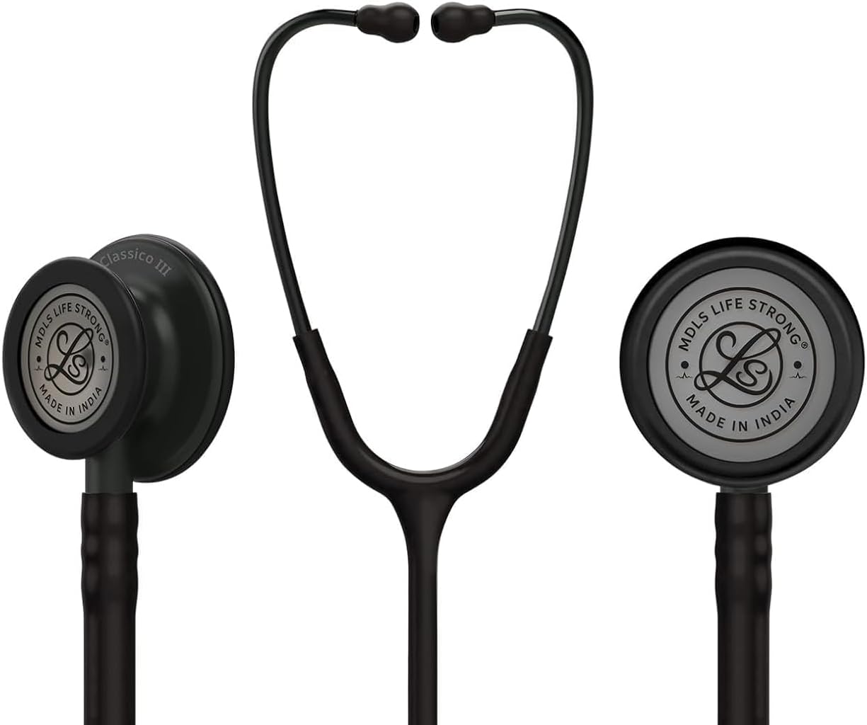 Classico III Zed_Black Light Wait Chest Pies Stethoscope, Stainless Steel Dual-head stethoscope For Nurses/Students/Doctors Acoustic Stethoscope (Black)