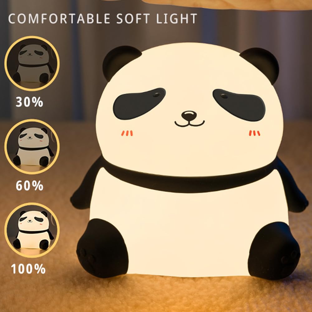 Luz nocturna LED con sensor táctil - Diseño de panda y pato, lámpara de silicona, recargable por USB para habitación de niños