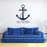 Custom Name Anchor and Chain Wall Decal Vinyl Sticker - Personalized Nautical Ship Symbol Decoration