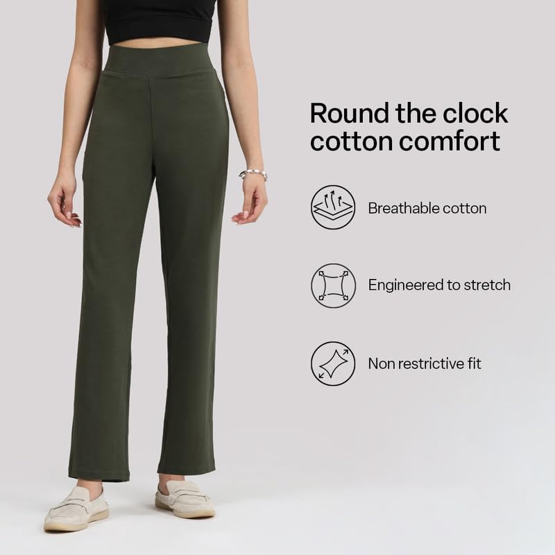Image of BlissClub Women's Straight Fit Mid Rise Pants