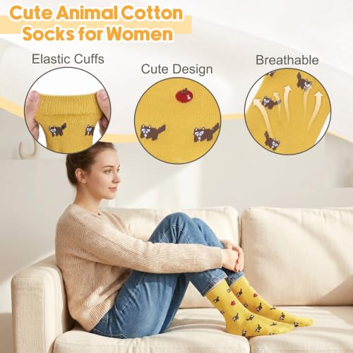 Image of Chalier Funny Socks for Women, Fun Cute Cat Dog Animal Socks Gifts, ColorC