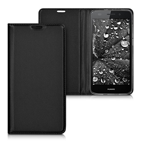kwmobile Funda movil Compatible con Huawei Y6 II - Carcasa de Cuero sintético - Case en Negro