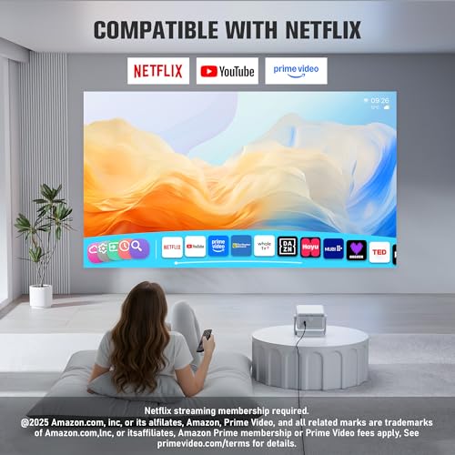 Image of 【Officially-Licensed APP & 3200 ANSI】4K Mini Outdoor Projector with WiFi and Bluetooth, VOPLLS Smart Portable Movie Wireless TV Projector for Home /Gaming /Bedroom