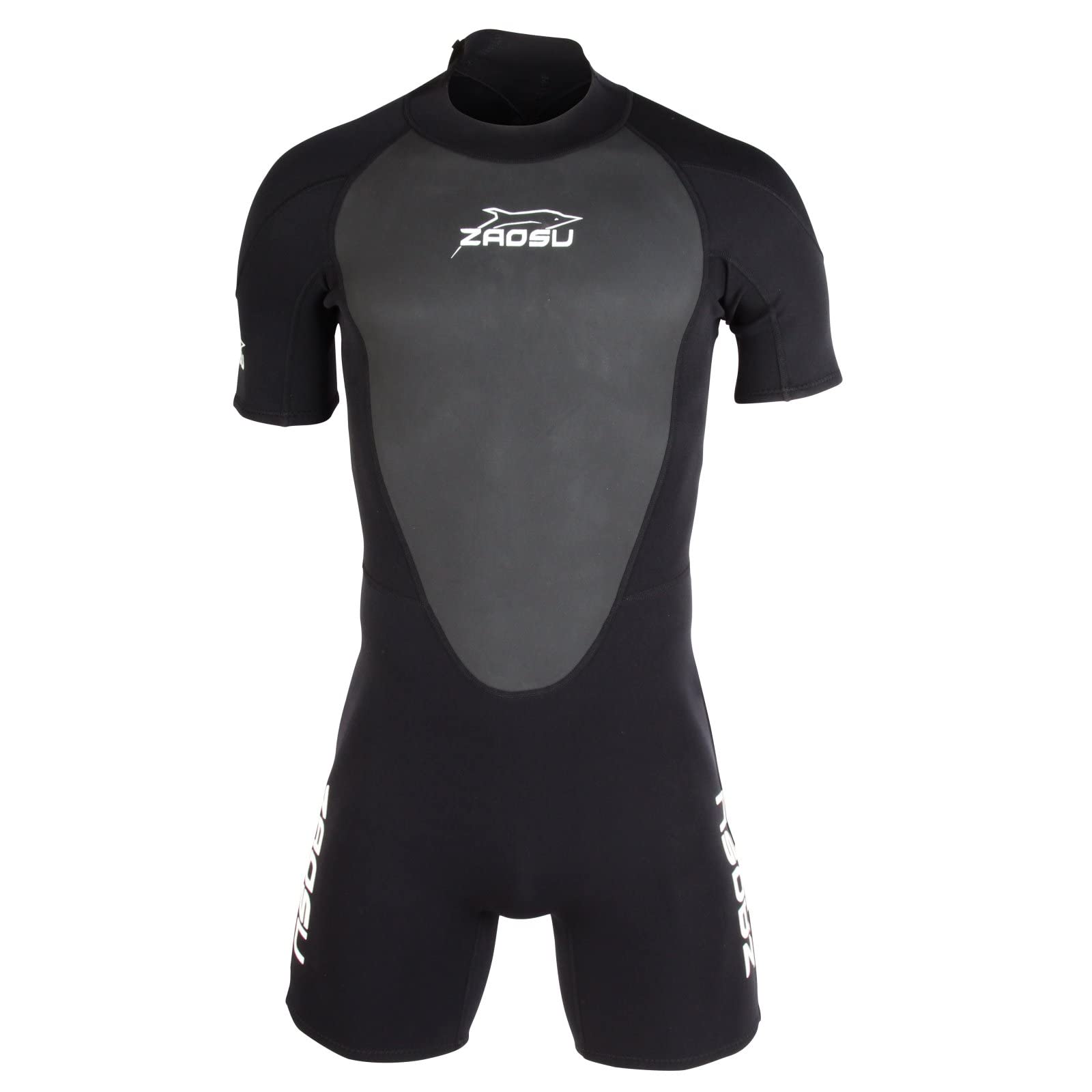 ZAOSU Neopren Shorty Aqua Essential | 3 mm Neopren - Schwarzer Freiwasser Neoprenanzug, Rückenreißverschluss, kurzärmeliger Taucheranzug für SUB, Schnorcheln, Surfen, Tauchen, Schwimmen