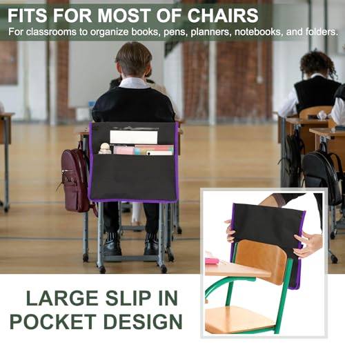 Poche de chaise violette PATIKIL lot de 6 rangements scolaires 42x39 cm - 7