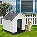 ZENY 犬小屋 屋外用 大型犬 いぬごや 屋外 大型犬 中型犬 犬舎 幅78×奥行87×高さ82cm プラスチック製 ドッグハウス ペットハウス 防水 水洗い可能 高床式 湿気防止 防風 防雨 通気性 換気 日焼け 雨除け 組み立て簡単 家庭 テラス 裏庭 室内 屋外用 グレー