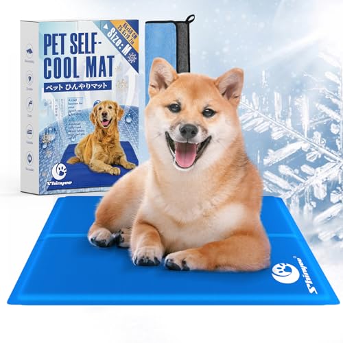 Shinyee® ペット ひんやりマット 犬 ベッド 夏 (XS-XXL)【ペット看護師監修】 クールマット 犬 猫 ペット 冷却マット 多用途 冷感ジェルマット 犬 ひんやりシート 暑さ対策 犬 熱中症対策 - ブルー、M：65x50CM