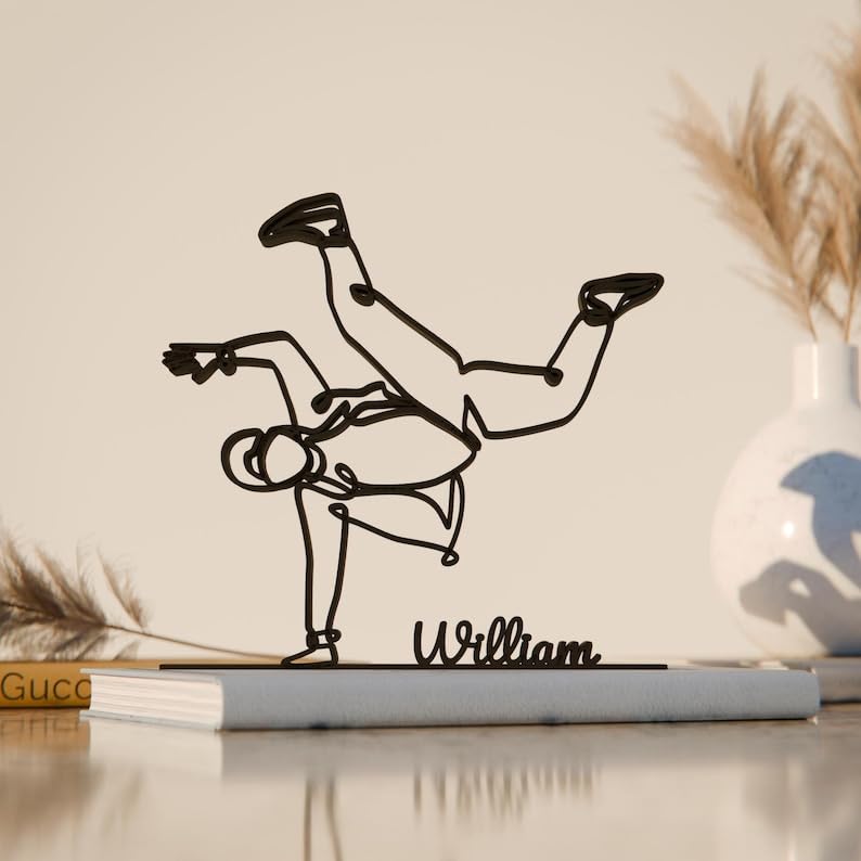 EROTNGO Personalized Hip Hop Dancer Line Art Figure Plastic Name Breakdance Inspired Decor Gift Minimal Art Statue for Desk Shelf Home Office Display Street Dance India