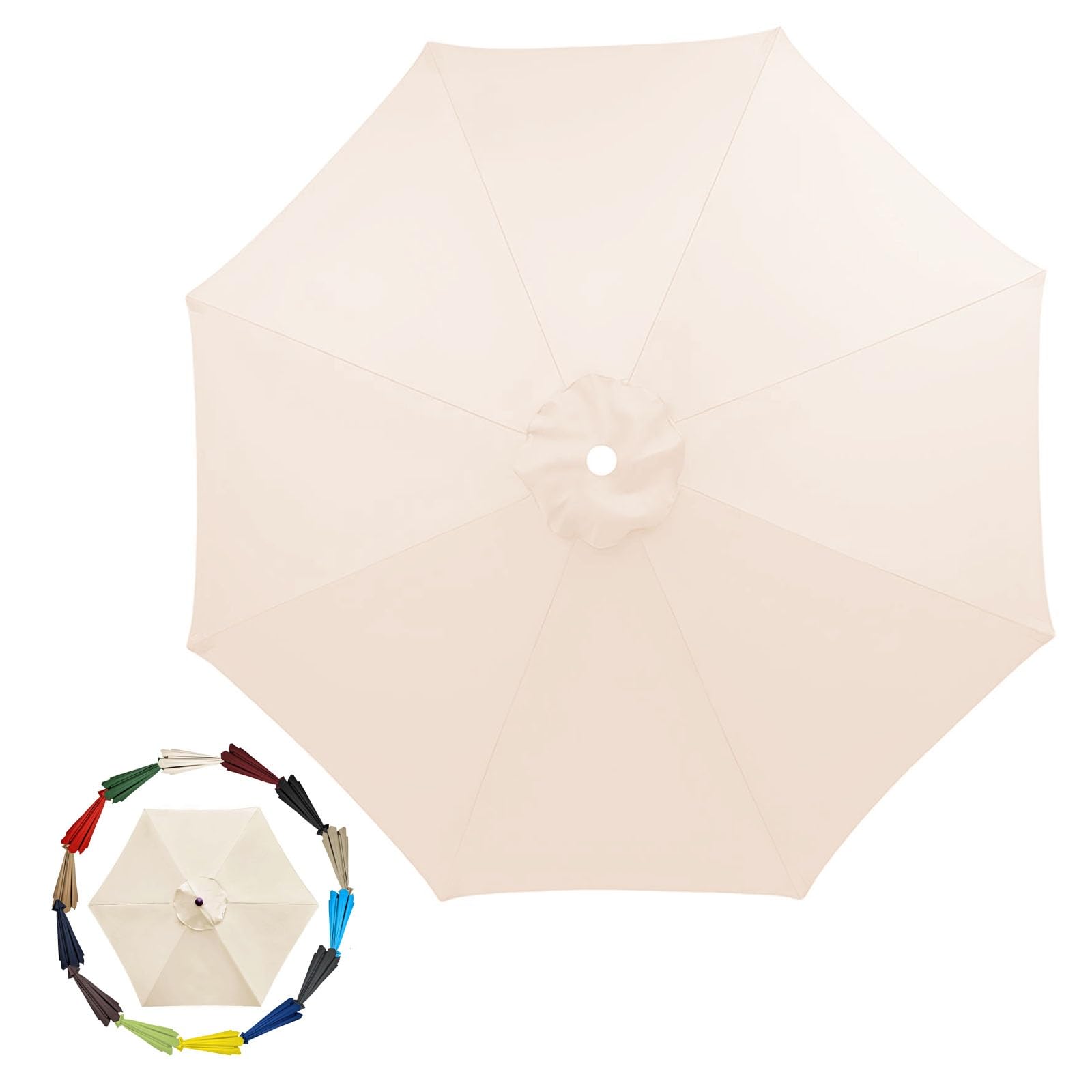 GZDXBF 200cm 270cm 300cm / 6ribs 8 Ribs Replacement Parasol Fabric Cover, Umbrella Cloth Replacement, Garden Parasol Canopy Cover(Color:White,Size:8 ribs-3m(9.8ft))