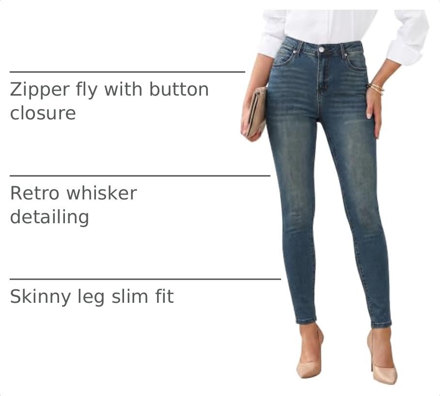 Image of GRAPENT Skinny Jeans for Women High Waist Stretchy Classic High Rise Slimming Jeggings Denim Trousers Pants