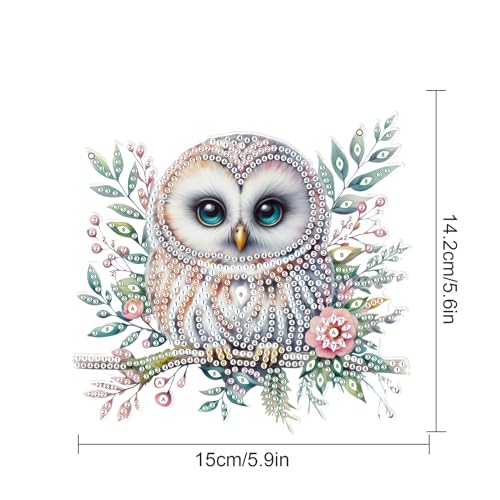 Image of AiYuanzsh Diamond Art Painting Kits Hanging Pendant, Animal Owl Diamond Art Hanging Sign DIY Special Shaped Crystal Pendant Ornaments for Door Wall Window Home Xmas Halloween Decor