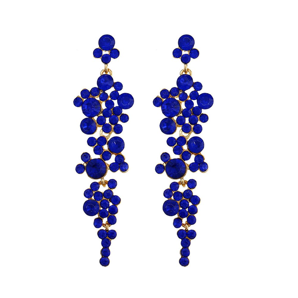 FDEETY Pendientes para Mujer Cristal Cluster Largo Colgante Araña Luces Pendientes Rhinestones Dangle Pierced Lágrima Racimo de Flor Boda Fiesta Nupcial Prom