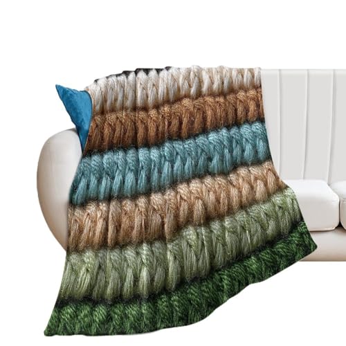zxxpensy Crochet Striped Pattern Blanket Anti Pilling Throw Blankets Cozy