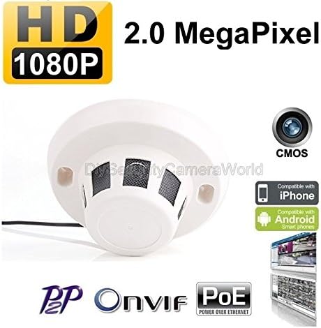 H.264 Covert Wired IP Camera Real Time 25 Fps 2.0mp 1080p Hd P2p Function Security Network Smoke Detector Style Hidden