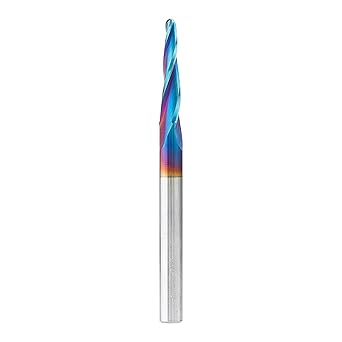 Amana Tool - 46286-K CNC 2D & 3D Carving 3.6 Deg Tapered Angle Ball Tip 1/8 Dia x 1/16 R