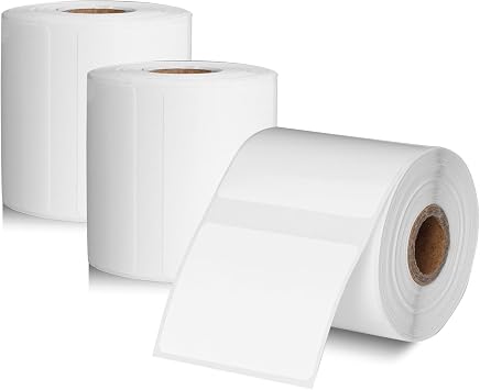 3 Rolls Thermal Label Print Stickers 1.57"x1.18" 40x30mm Waterproof Self-Adhesive Labels for Printers - 240 Per Roll White