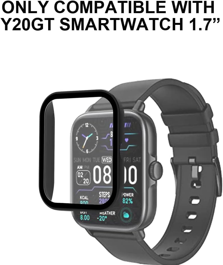 smaate Smart Watch Cases with Screen Protector for Y20GT, Compatible with WZWNEER, BANLVS, DXPICR, Bctemno Y20GT 1.7” Smartwatch, Hard PC Case with Tempered Glass, Protecting Watch Body & Screen : Cell Phones & Accessories