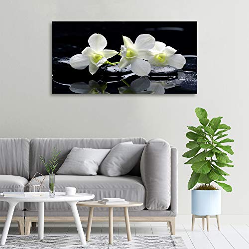 Tulup - Schilderijen op glas - 100x50 - Schilderij - Muurdecoratie - Wanddecor - Kunstdruk - Muurkunst - Modern Decoratief Beeld Gedrukt - Wandschilderijen - Decoratie Poster - Foto - Afbeelding - Bloemen en planten - Orchidee - Wit - Afbeelding 4