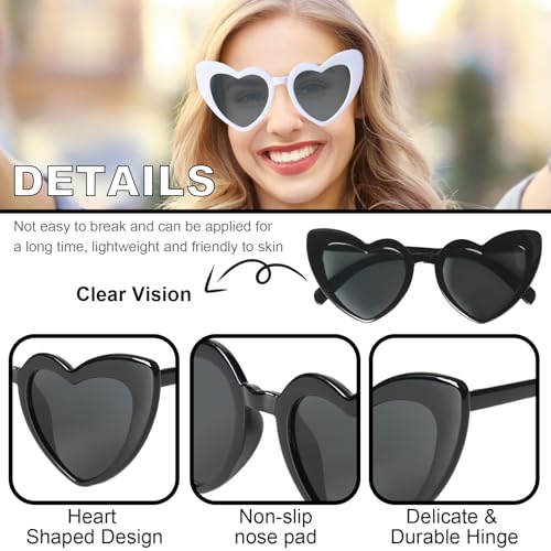 AEAHALY Pink White Black Heart Sunglasses for Women Vintage Bride Heart Shaped Sunglasses Wedding Party Accessories3