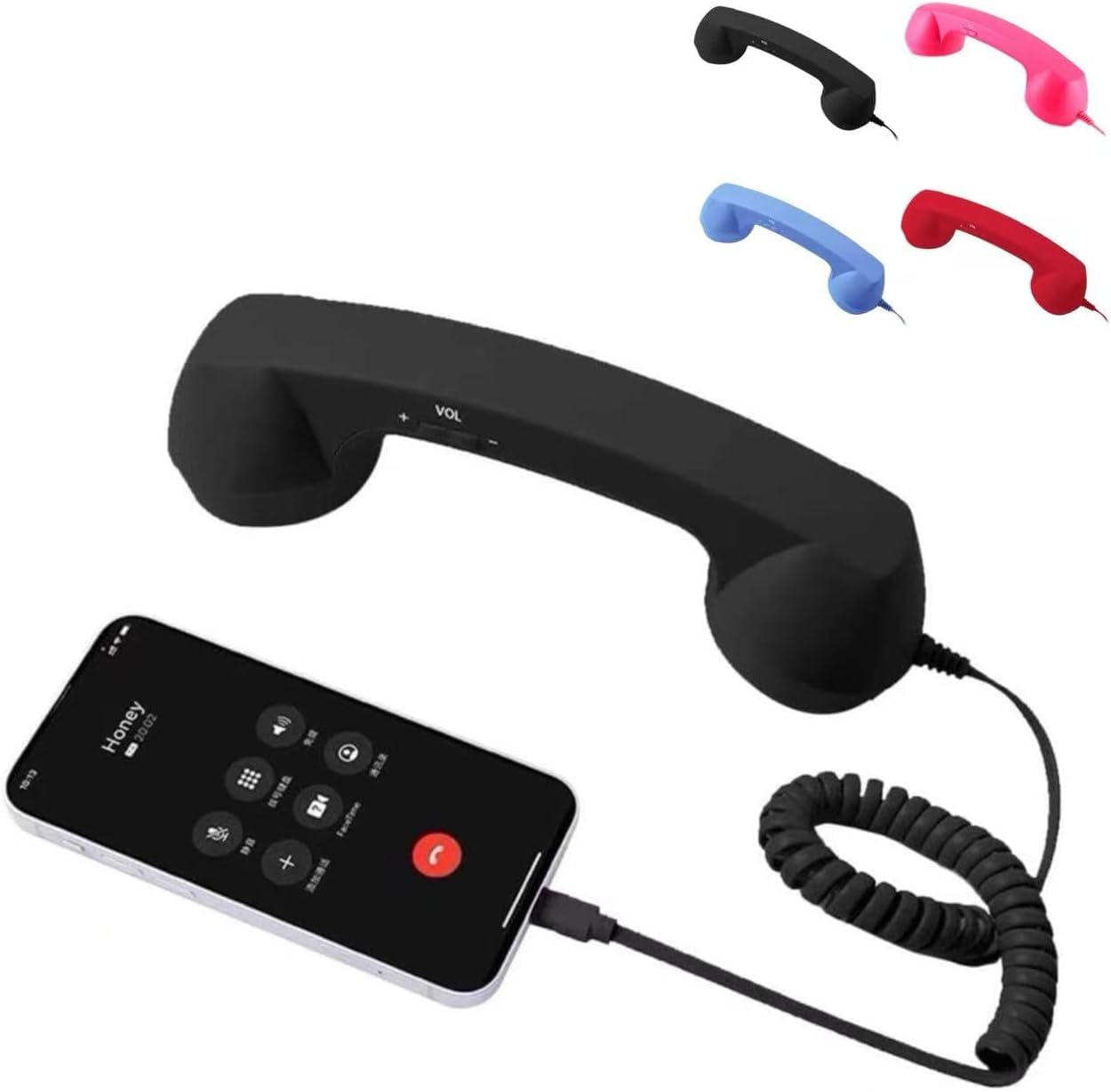 Retro Phone Handset for iPhone & Android, 2026 New Cell Phone Receiver with Microphone & Speaker, Retro Telephone Wired Handset for Mobile Phones, 90s Old School Phone Prop for Photos (Black, 3.5mm)