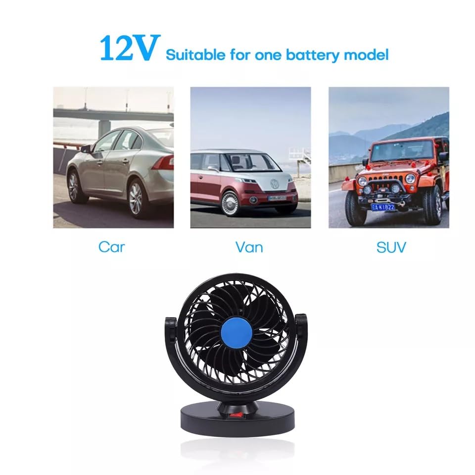 Image of AutoBizarre 12V Electric Car Cooling Fan 360 Rotatable Single Head Air Circulator Fan Manual Rotation Single Speed for All Cars (Black)