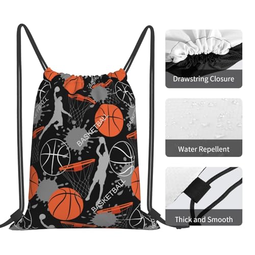 Basketball Drawstring Bags Basketball Bag Drawstring Backpack Basketball Party Favors, Water Resistant String Bag for Gym Sport Gift4