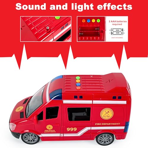 CELMAN Krankenwagen Spielzeug - Rettungswagen Ambulance mit Trage, Sound und Licht, Notarzt Spielzeug Fahrzeuge, Rettungsfahrzeuge, Medical Responder Spielzeugauto für Kinder Ab 3 4 5 6 Jahre