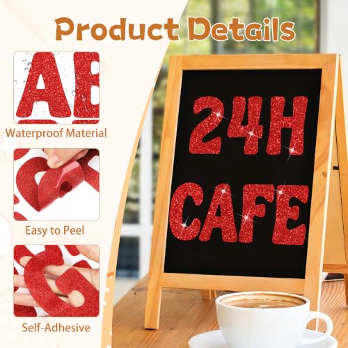 Image of Bulletin Board Letters 74 PCS Glitter Letter Stickers Large 5 Inch, Red | 12 Sheets,Alphabet Number Stickers,Self-Adhesive,Sticker Letters for Poster Board,Classroom,Display,Mailbox,Craft,Party Decor