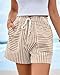 BTFBM Casual Striped Shorts for Women 2026 Spring Summer Elastic Waist Y2K Lounge Pajama Vacation Beach PJ Bottoms Clothes(Khaki, Medium)