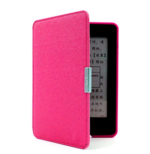 Revesun Paperwhite Custodia Leggero e Sottile in Pelle PU Protettiva Smart Cover Shell Rose Rosse per Amazon Kindle Paperwhite