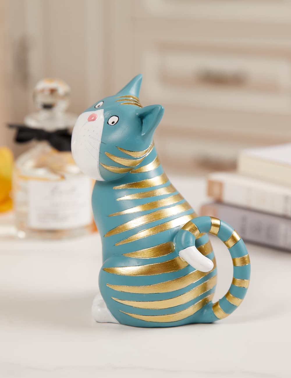 SEINHIJO Figurine Chat Sculpture Animal Moderne Décor Intérieure Arts 17cm