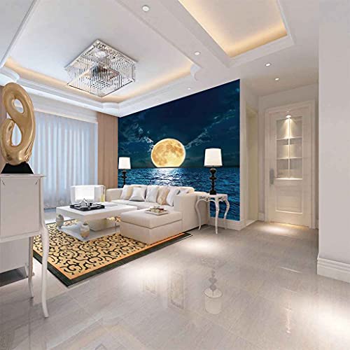 Papier Peint Grand Format Pleine Lune Bleue Toile Premium 3D