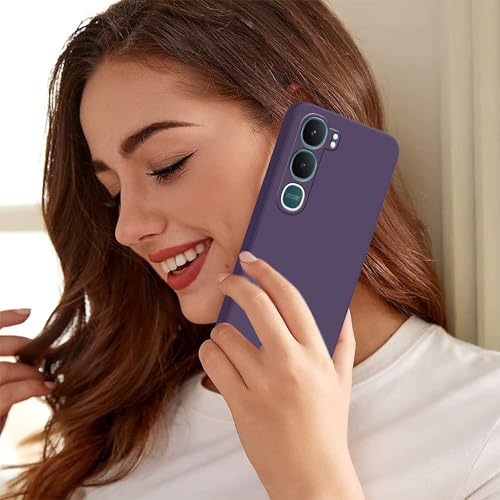 Image of amazon basics Back Cover for Vivo Y31 5G | Ultra Slim Soft Rubberised Case | Matte Silicone Flexible Mobile Case | Camera Protection - Purple