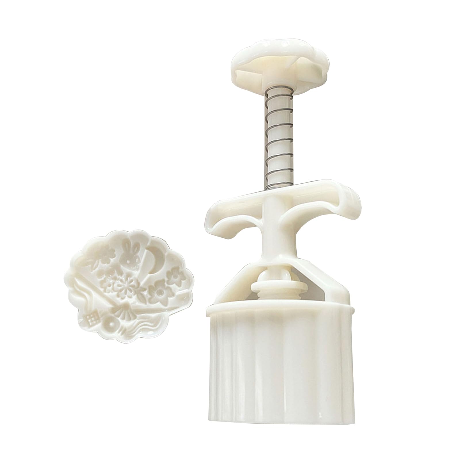 Hsioluted Hand Pressure Dessert Molds Rabbits Fan Cookie Stamp Dessert Maker MidAutumn Festival Making Cookie Pastries Tool Rabbits Fan Pattern Shape Molds for Baking Shape Hand Press Easy to Cleans