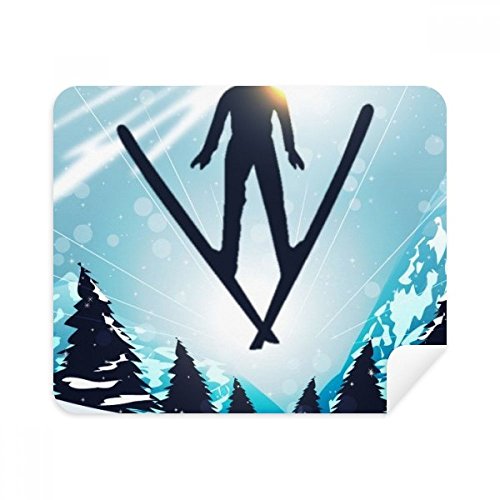 Winter Sport Skiing Tree Watercolor Cleaning Cloth Screen Cleaner 2pcs Suede Fabric