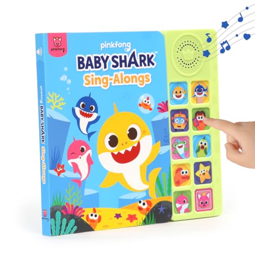 Pinkfong Baby Shark Sing-Alongs 10 Button Sound Book - Official Interactive Musical Toy for Toddlers Classic Nursery Rhymes & Sensory Education Learning English Book - PFNSB006