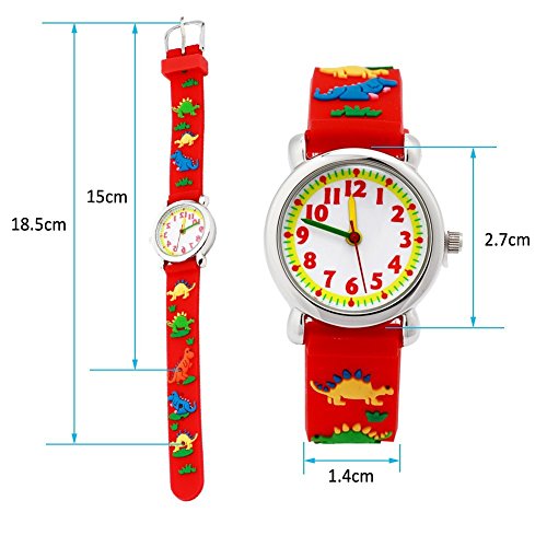 Image of Jewtme Cute Toddler Children Kids Watches Ages 3-8 Analog Time Teacher 3D Silicone Band Cartoon Watch for Little Girls Boys
