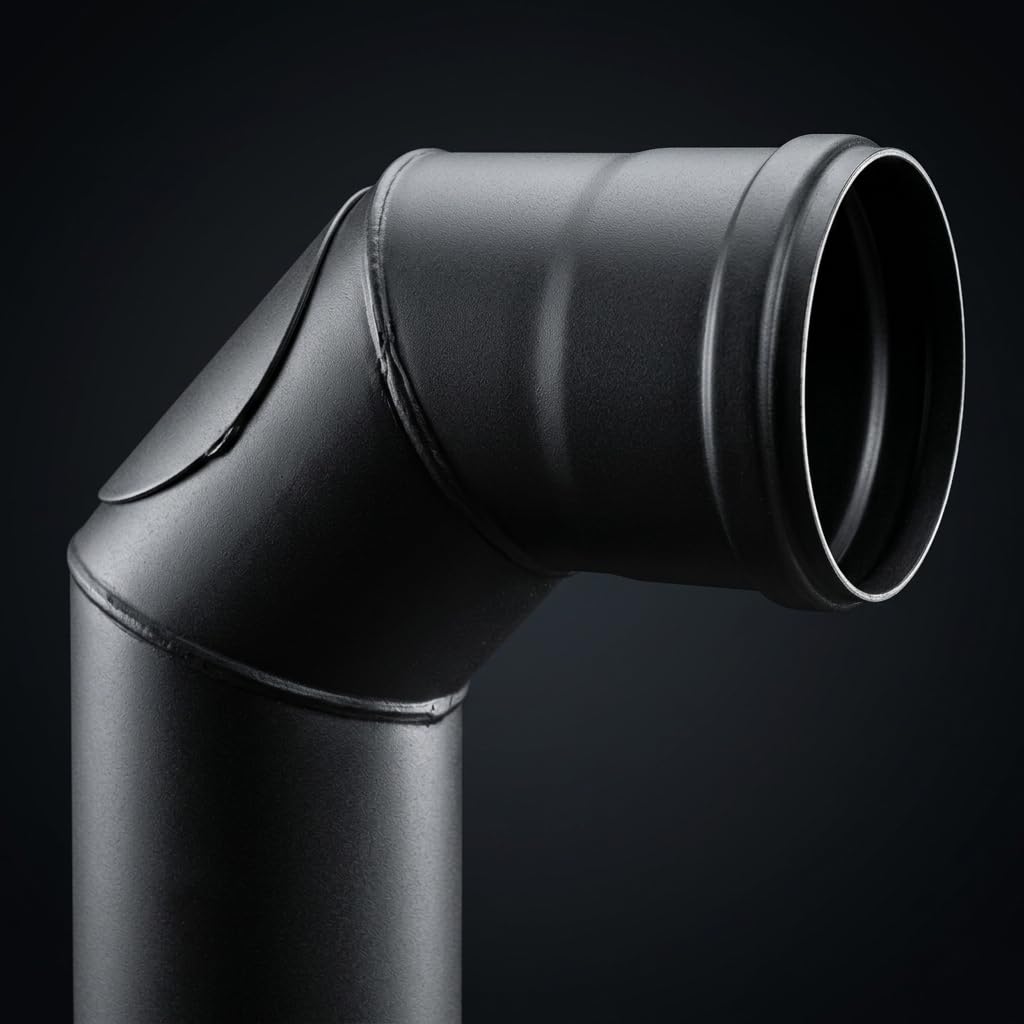 MAKA Curva 90 Gradi Ispezione Canna Fumaria Pellet Nero Ø 80 mm