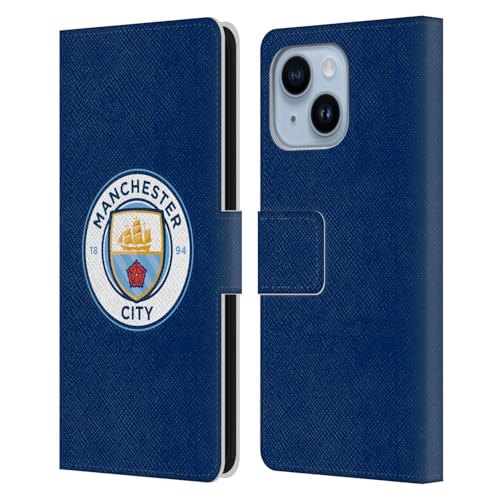Étui Manchester City pour iPhone 14 Plus coque portefeuille cuir insigne club